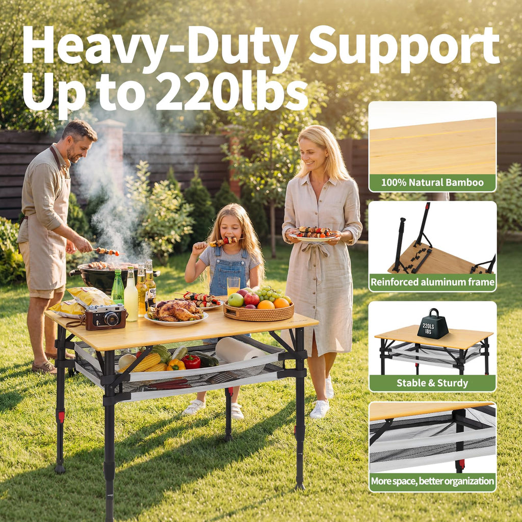 Bamboo Aluminum Folding Camping Table X54481