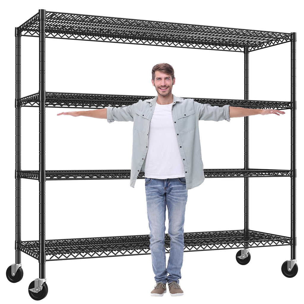 4-Tier Heavy Duty Metal Shelving Unit with Wheels X972