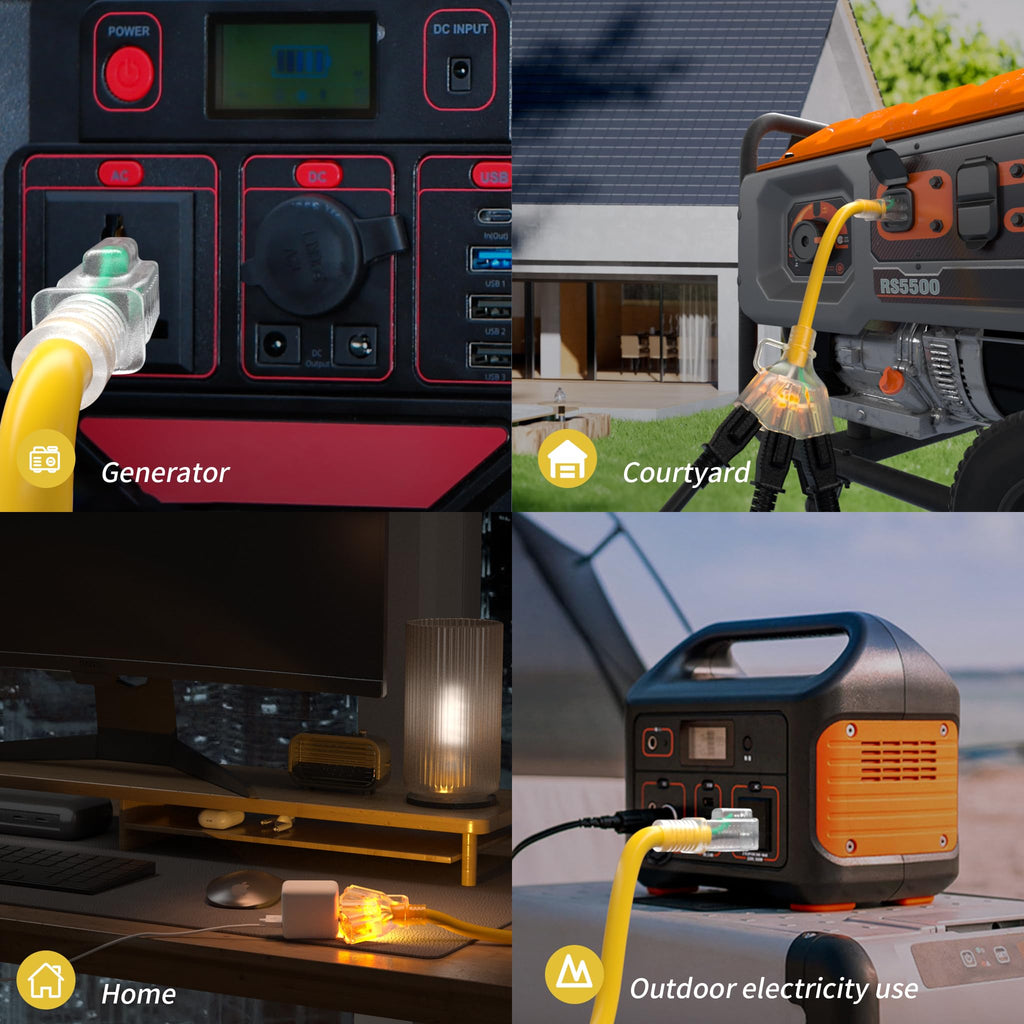 12 FT 12 Gauge Yellow Heavy Duty Outdoor Extension Cord Waterproof K564