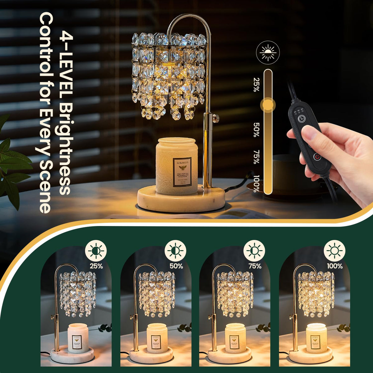 Candle Warmer Lamp with Timer Dimmer Adjustable Height O81284