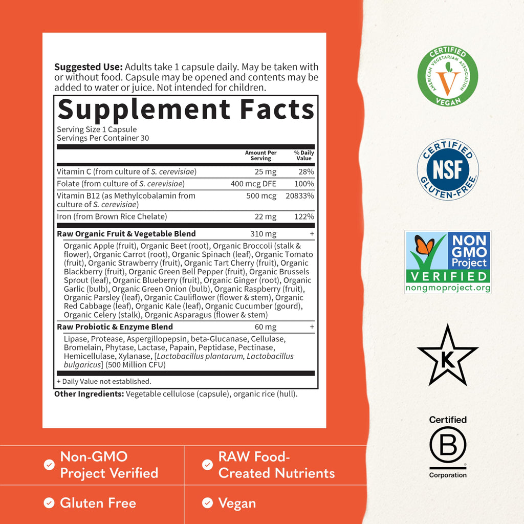 Vitamin Code Raw Iron Supplement, 30 Capsules Z149369