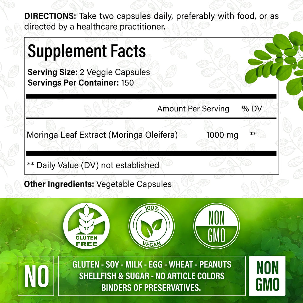 Moringa Capsules 300 Count Y664499