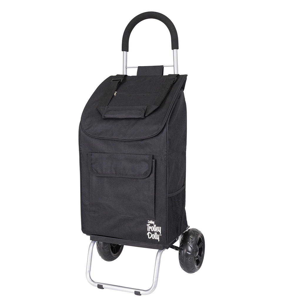 Black Foldable Shopping Cart with Wheels and Removable Bag Z57915