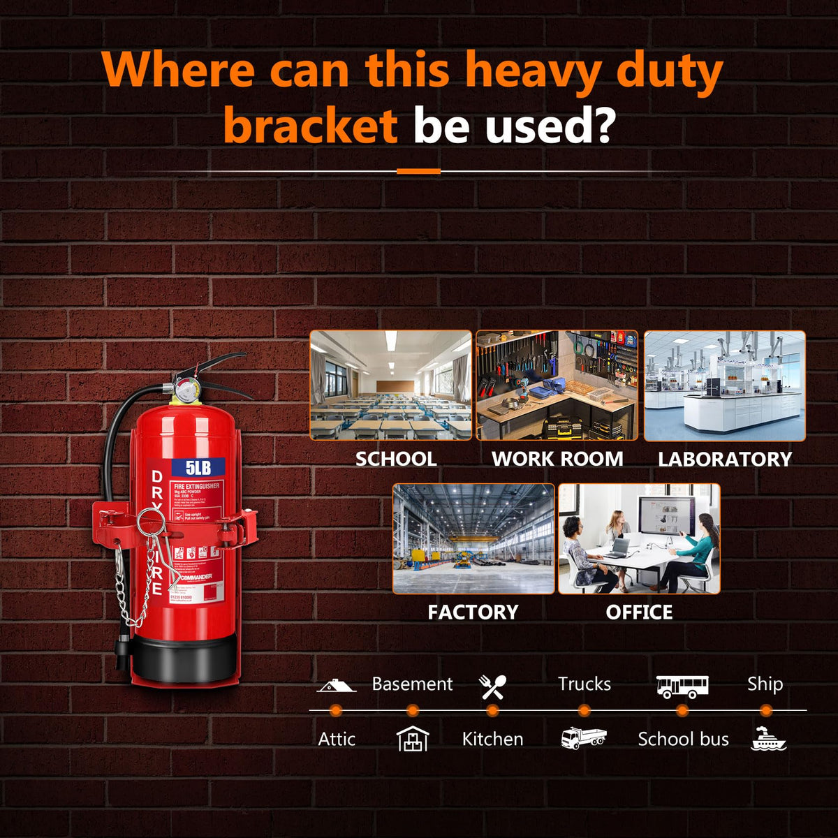 Heavy Duty Fire Extinguisher Brackets & Mounts Steel Red P54890