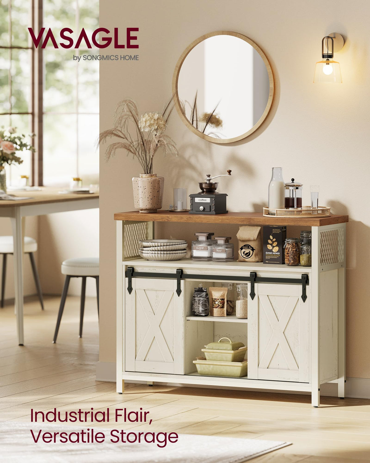 Buffet Cabinet with 2 Sliding Barn Doors R8614