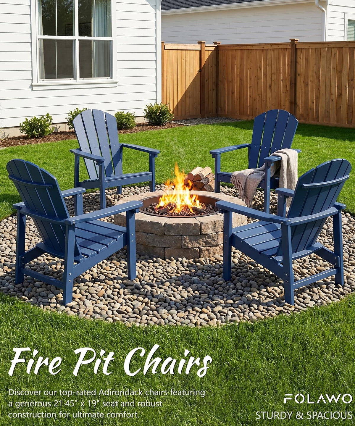 Navy Blue HDPE Adirondack Chair Set of 8 P763597