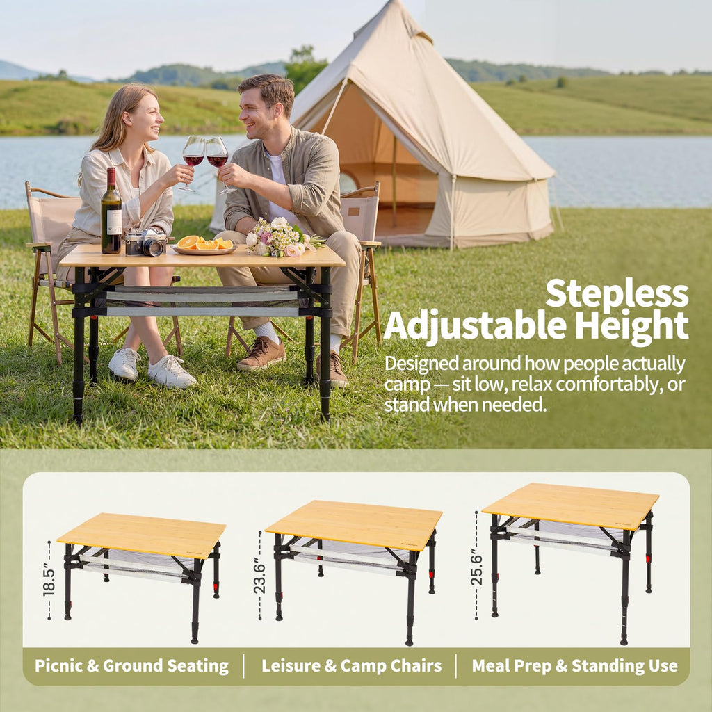 Bamboo Aluminum Folding Camping Table X54481