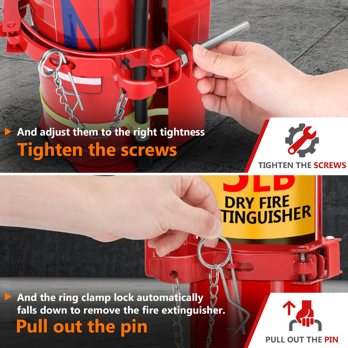 Heavy Duty Fire Extinguisher Brackets & Mounts Steel Red P54890