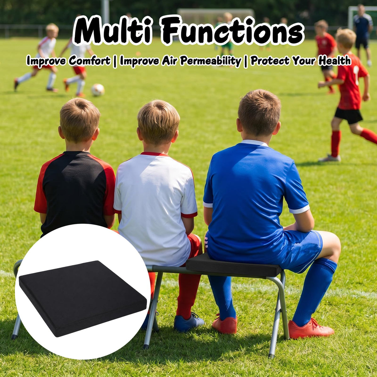 Black Portable Waterproof Stadium Seat Cushions with Handle Y147