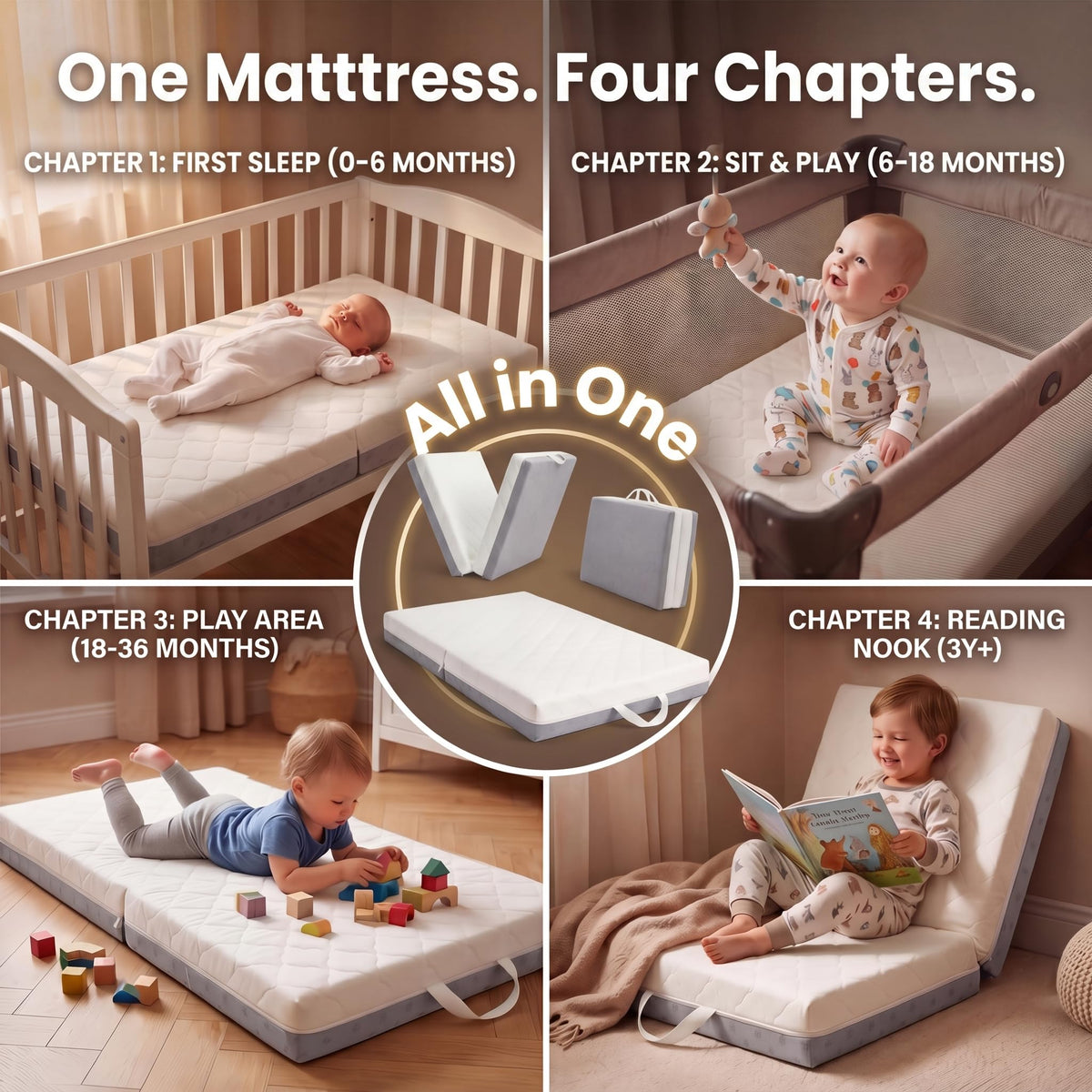 Pack and Play Mattress Pad Bi-Fold Memory Foam X96329