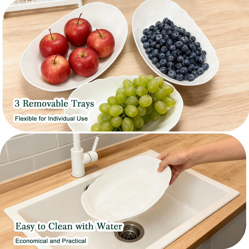 3 Tier White Plastic Fruit Bowl F57111