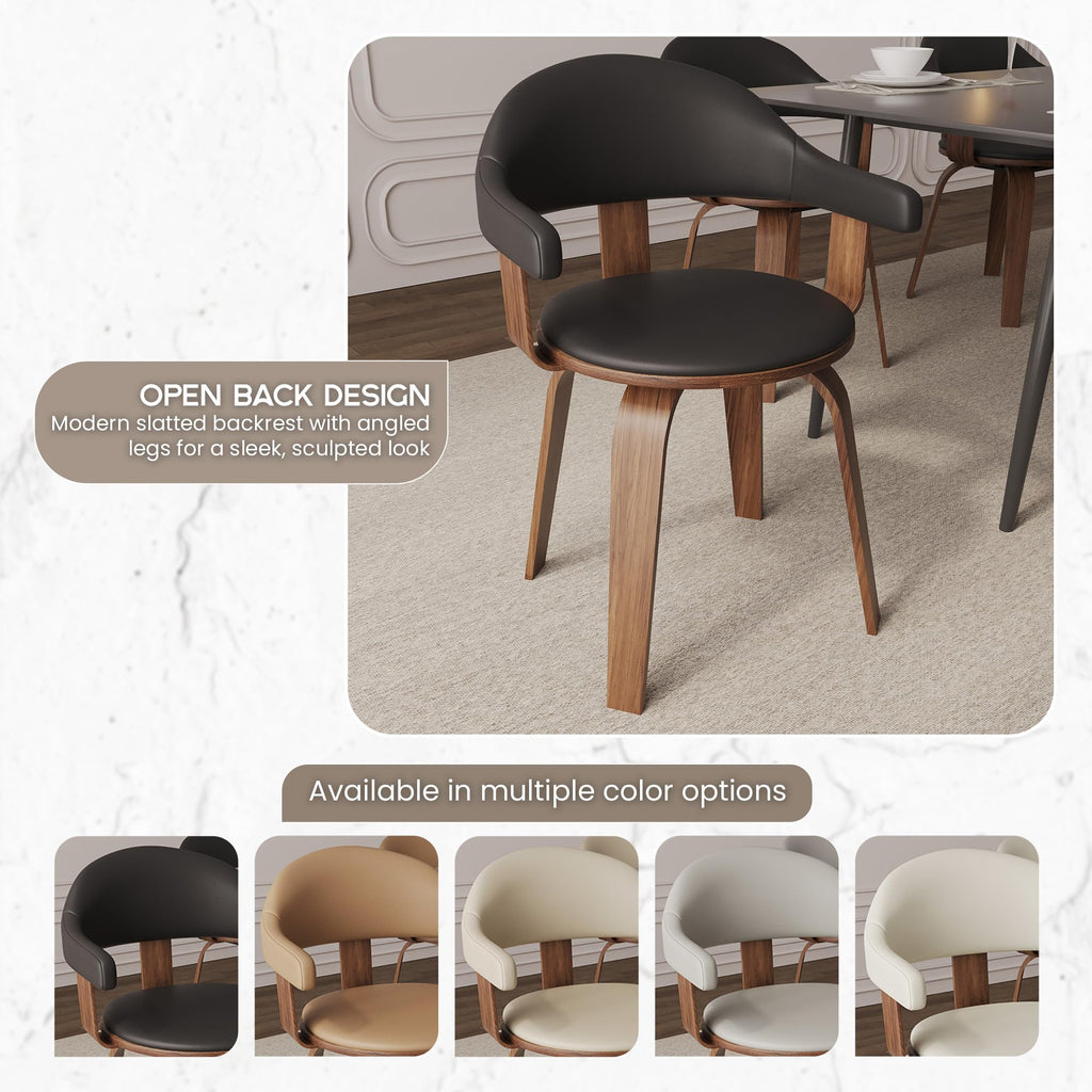 Black Leather Upholstered Swivel Dining Chair with Armrests X1479