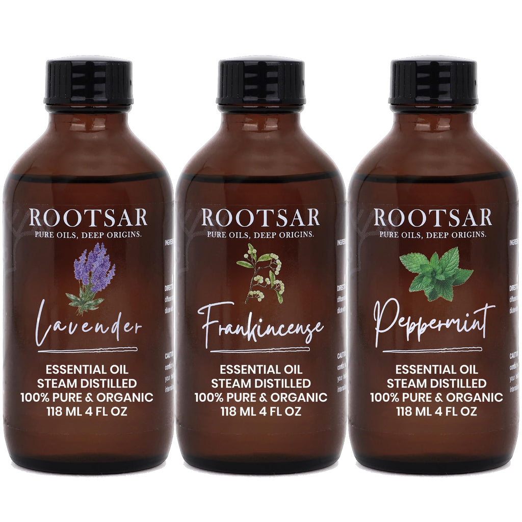 3 Pack Lavender Frankincense Peppermint Essential Oils 4 Fl Oz F480