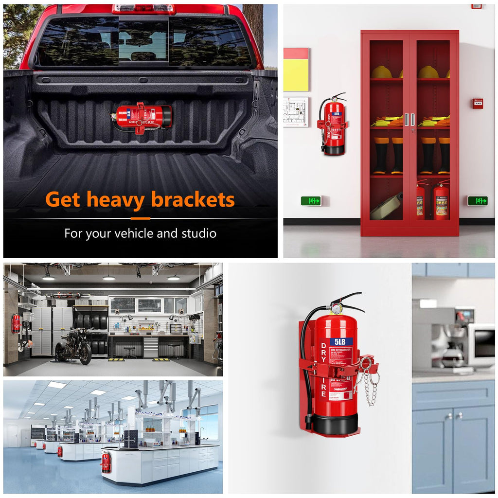 Heavy Duty Fire Extinguisher Brackets & Mounts Steel Red P54890