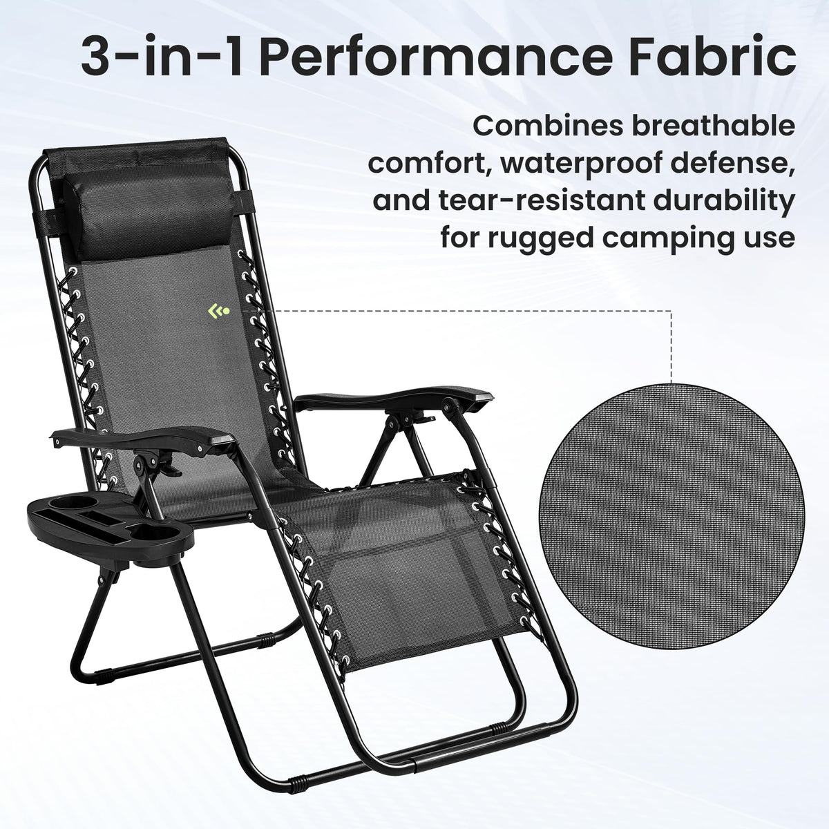 Black Set of 2 Zero Gravity Chairs with Cup Holder Tray O791