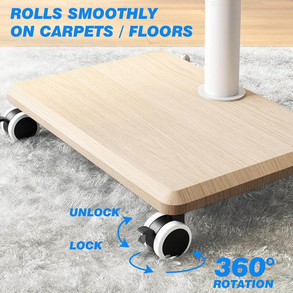Rolling TV Stand for 32 to 60 Inch TV White Wood Base Z2430