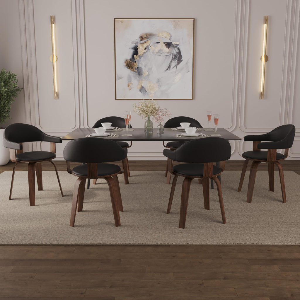 Black Leather Upholstered Swivel Dining Chair with Armrests X1479