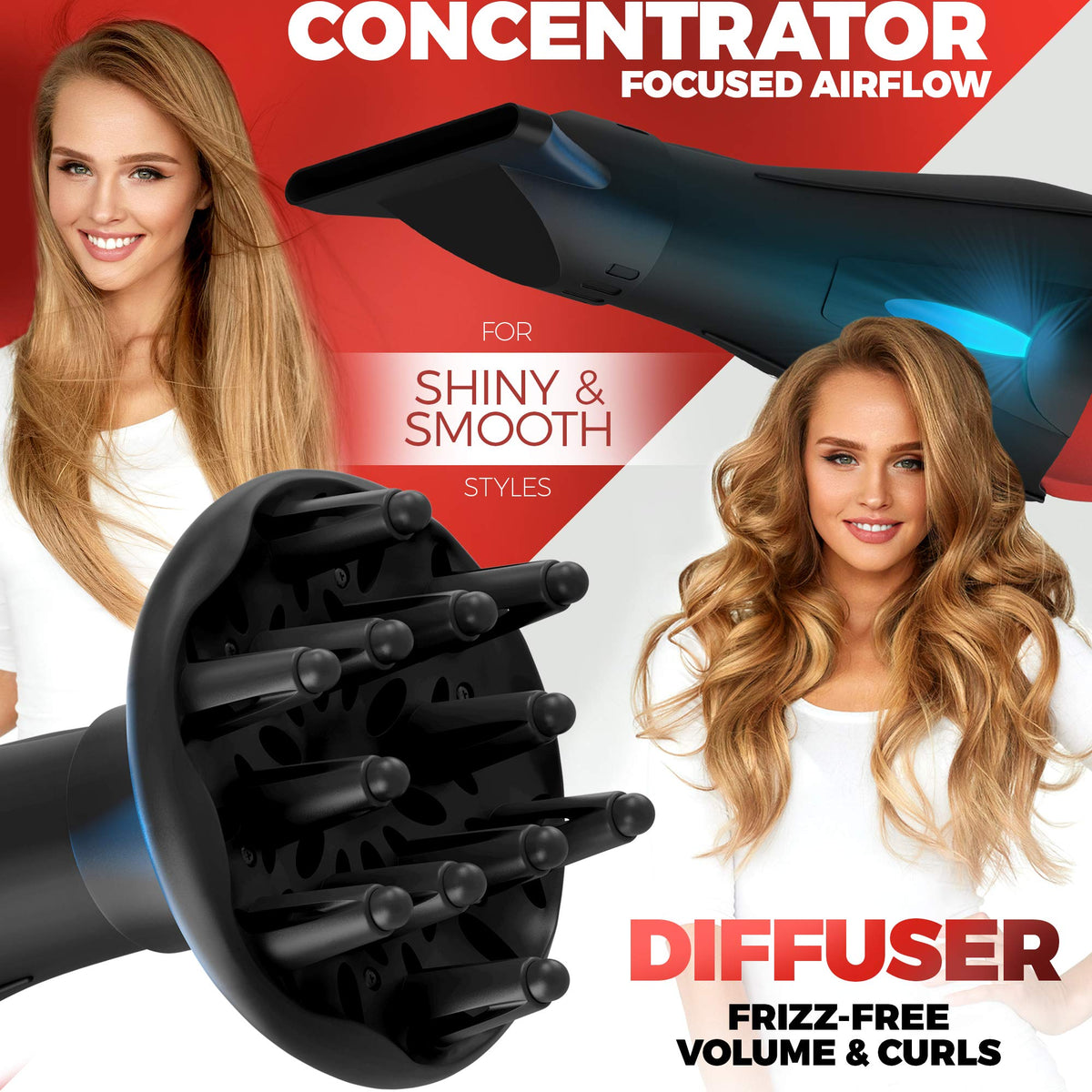 Ionic Curly Hair Dryer with Diffuser E82724