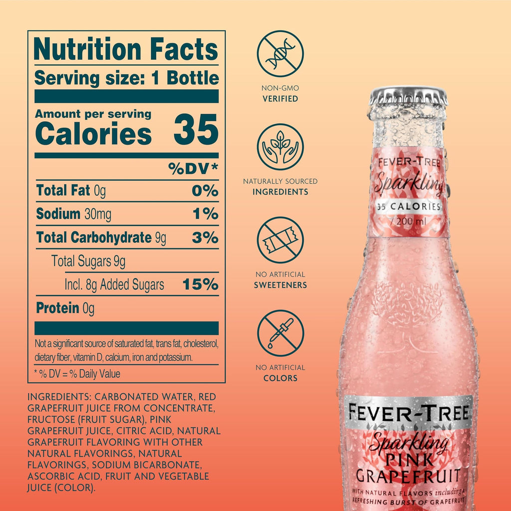 Sparkling Pink Grapefruit Soda Mixer, 24 Pack, 6.8 Fl Oz Bottles B151580