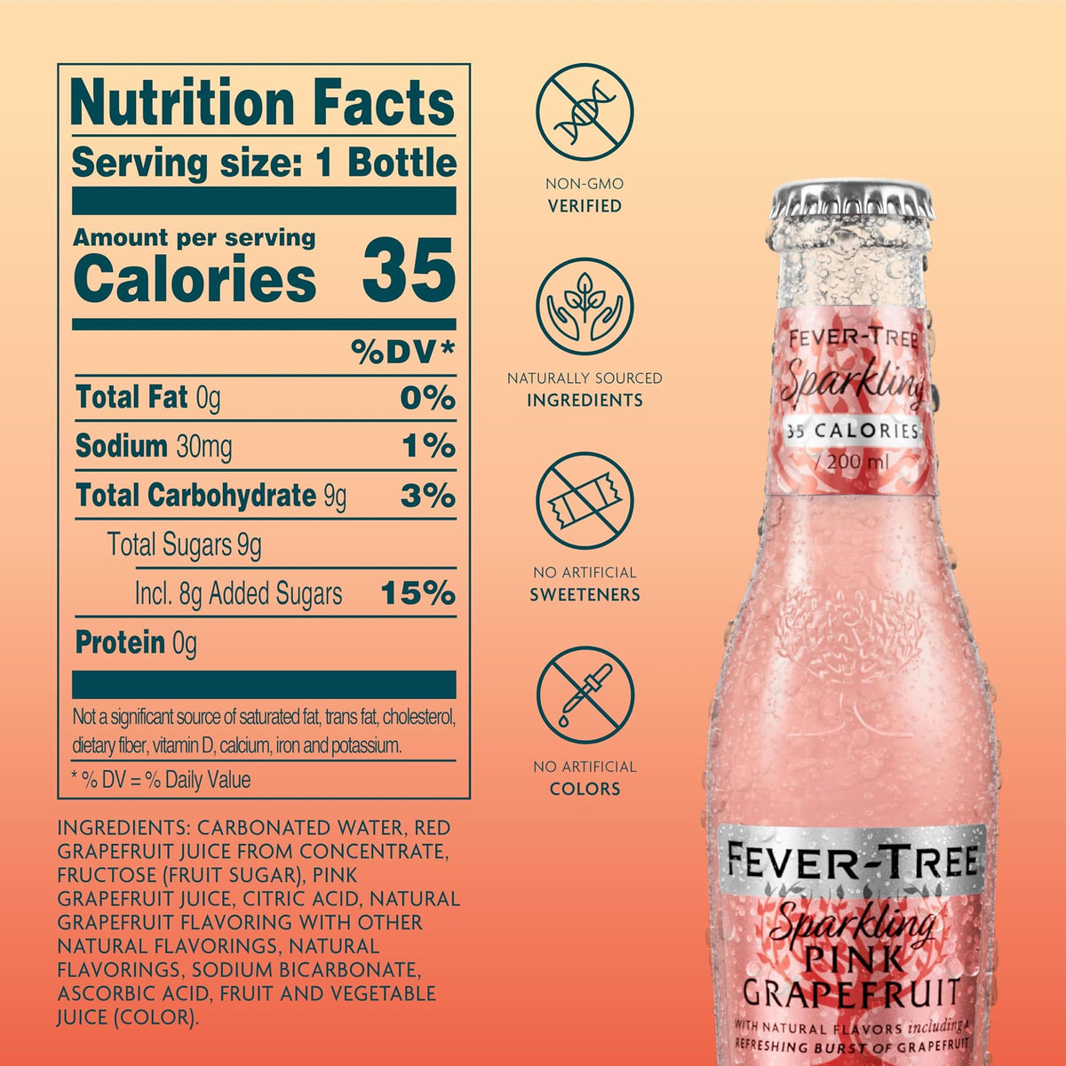 Sparkling Pink Grapefruit Soda Mixer, 24 Pack, 6.8 Fl Oz Bottles B151580