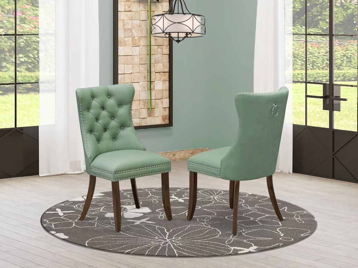Set of 2 Willow Green Faux Leather Parson Dining Chairs M43861