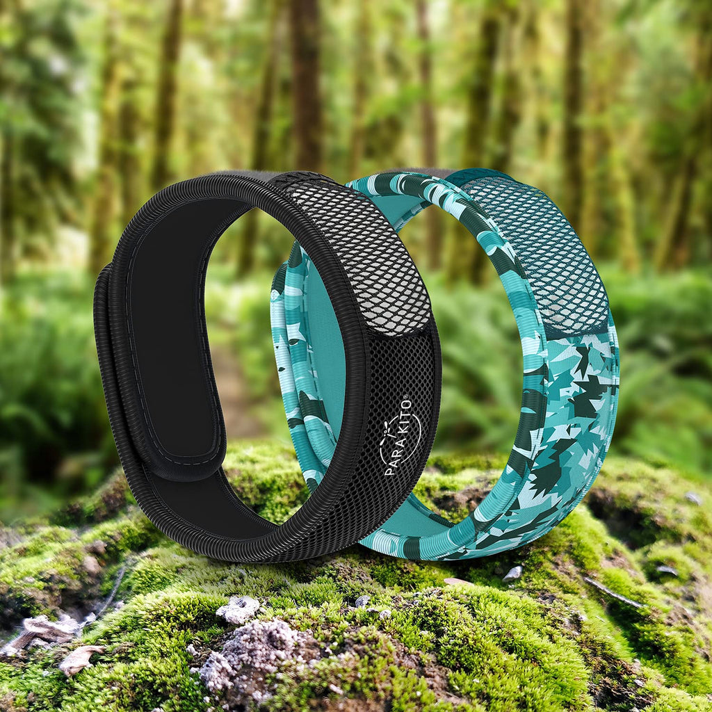 Mosquito Repellent Bracelets + Refill Pellets Bundle Peppermint Oil Black K663