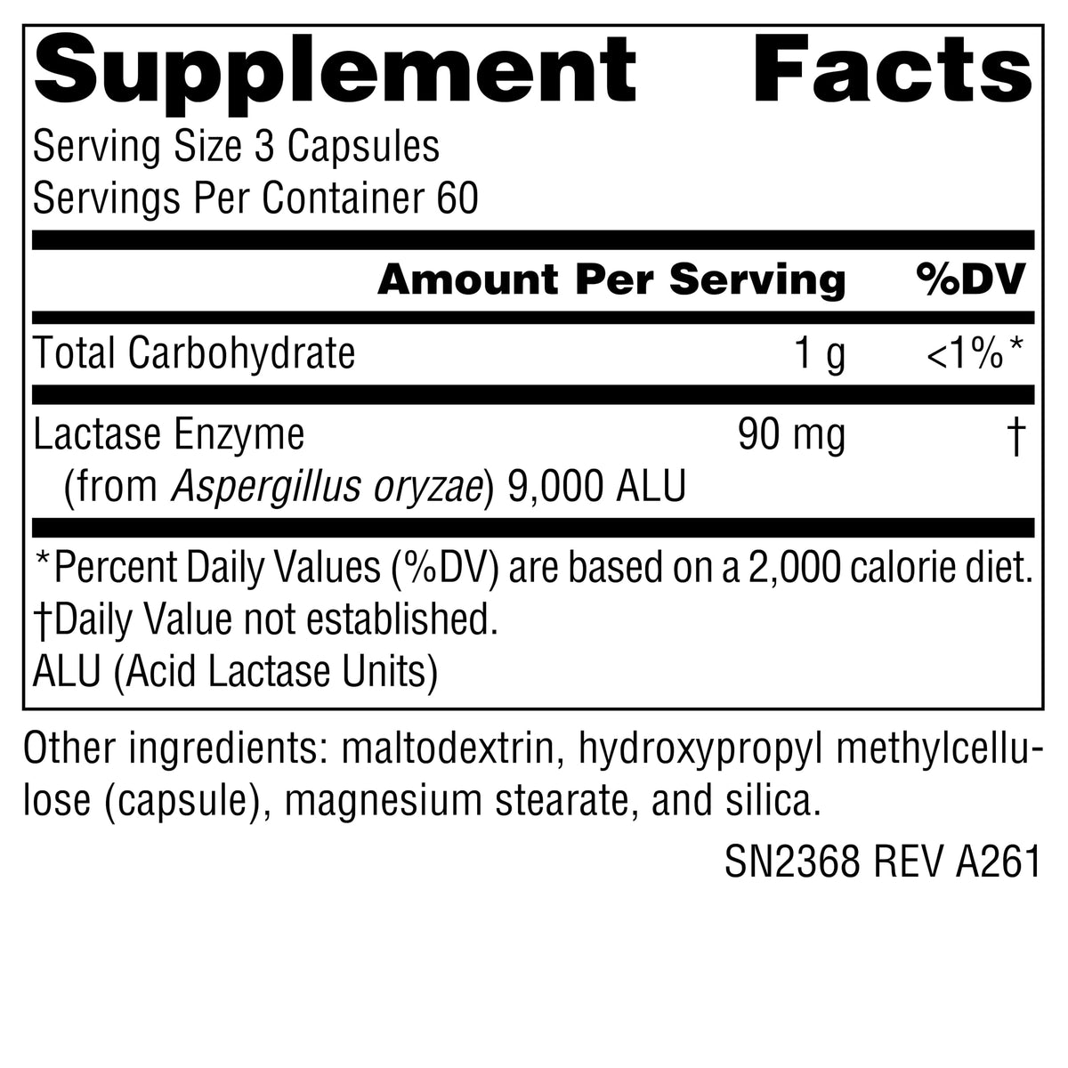 Lactase Digest 180 Vegetarian Capsules B41075