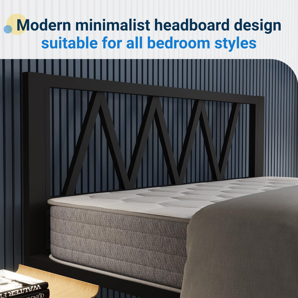 18 Inch Full Size Metal Platform Bed Frame with Headboard Y410