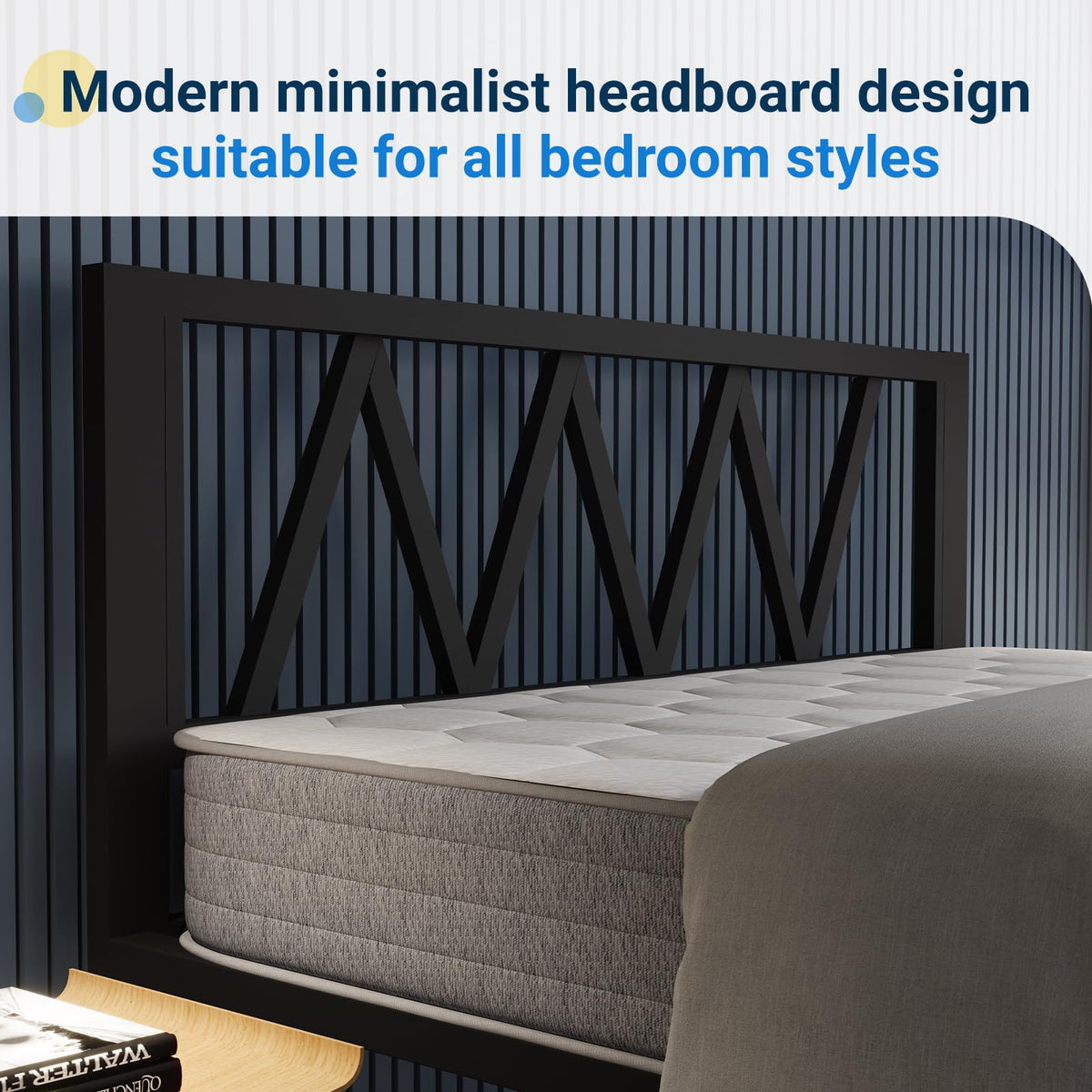 18 Inch Full Size Metal Platform Bed Frame with Headboard Y410