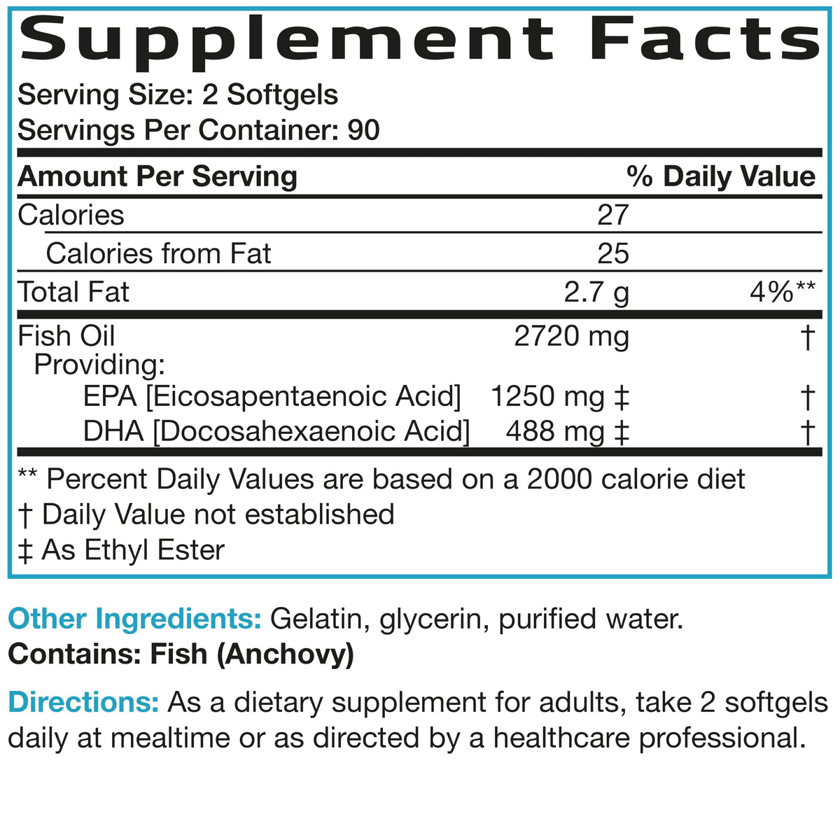 Omega-3 Fish Oil 2720 mg 180 Softgels Q455865