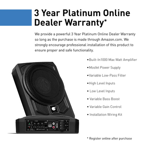 10 Inch 1000 Watt Powered Car Subwoofer and Wiring Kit S36344