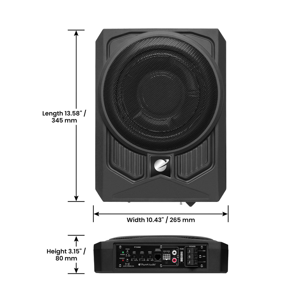10 Inch 1000 Watt Powered Car Subwoofer and Wiring Kit S36344