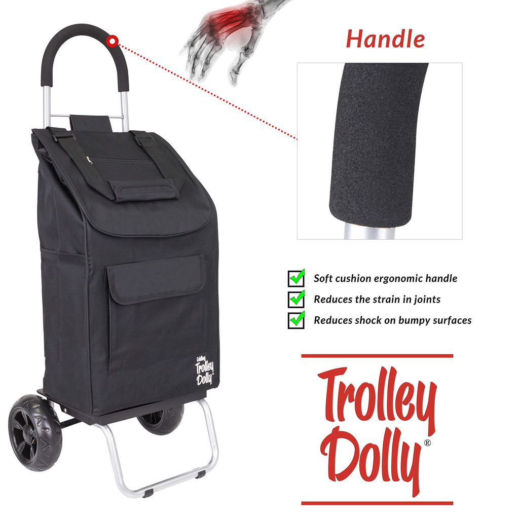 Black Foldable Shopping Cart with Wheels and Removable Bag Z57915
