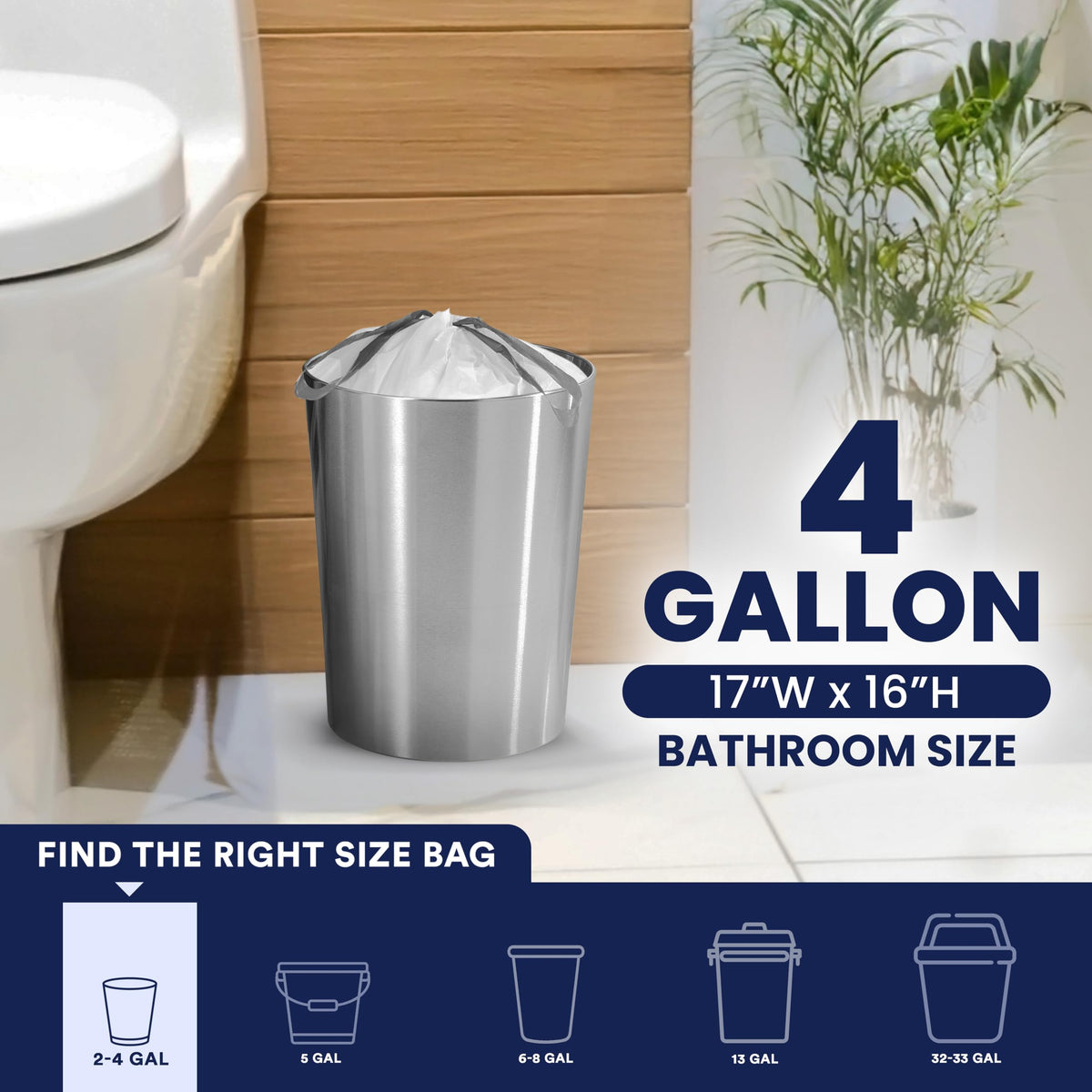 4 Gallon White Drawstring Trash Bags, 200 Count I380494