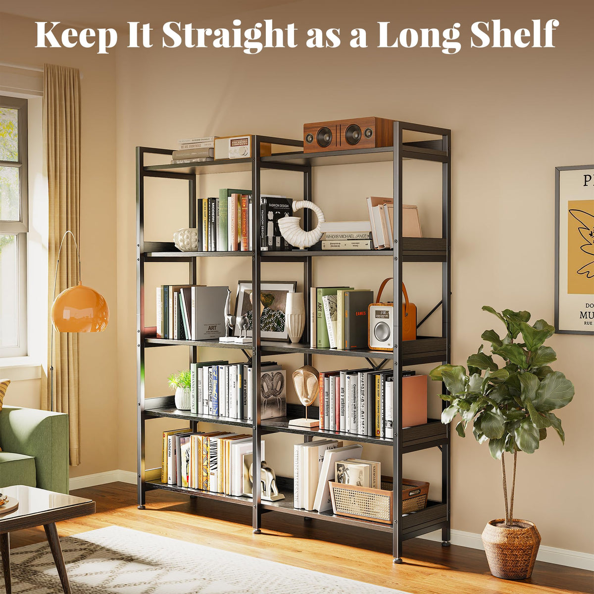 5 Tier Bookshelf with 10 Open Shelves V7053