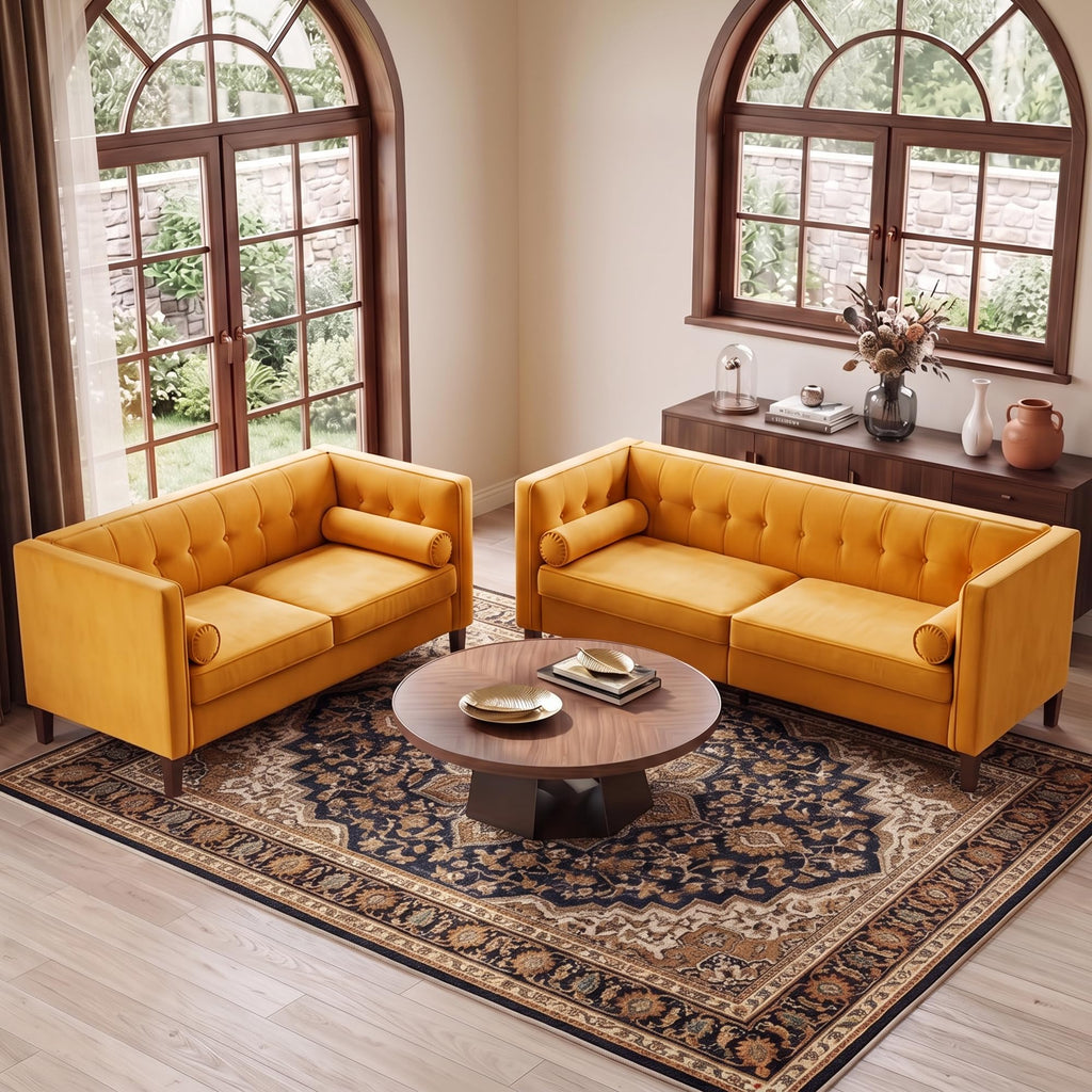 78" Velvet 3 Seater Sofa with Bolster Pillows K208