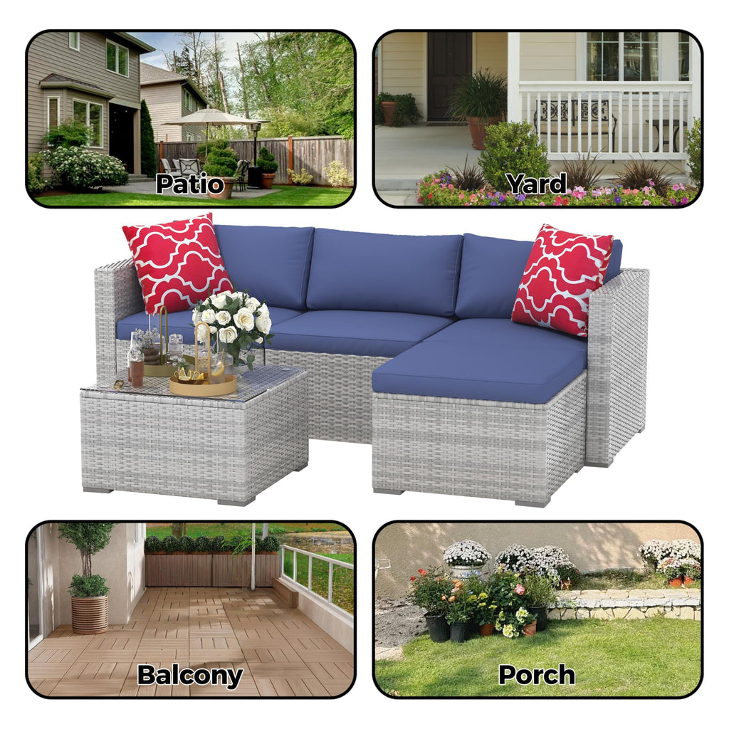 5-Piece Wicker Patio Furniture Set with Cushions & Coffee Table V45870