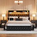 Queen Size Velvet Upholstered Platform Bed with 4 Storage Drawers K843114