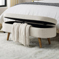 43.5" Beige Upholstered Storage Ottoman Bench G9659