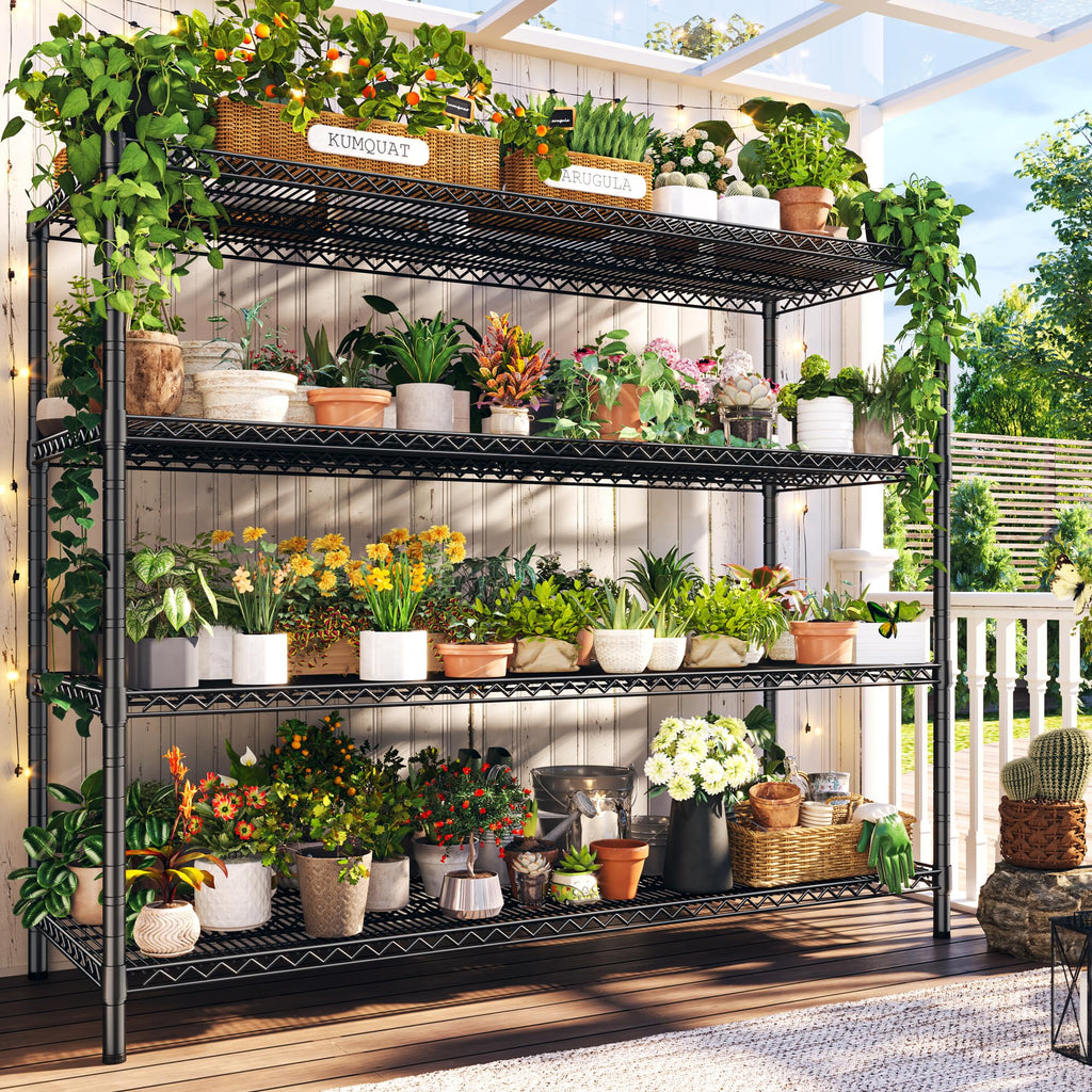 4-Tier Heavy Duty Metal Shelving Unit with Wheels X972