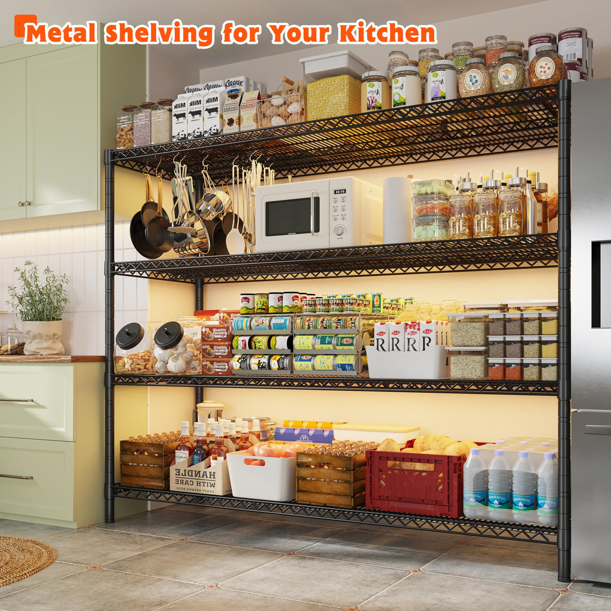 4-Tier Heavy Duty Metal Shelving Unit with Wheels X972