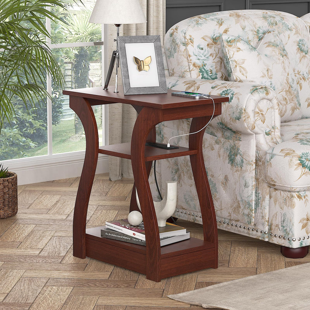 Cherry End Tables Set of 2 with Charging Station H341721