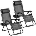 Black Set of 2 Zero Gravity Chairs with Cup Holder Tray O791