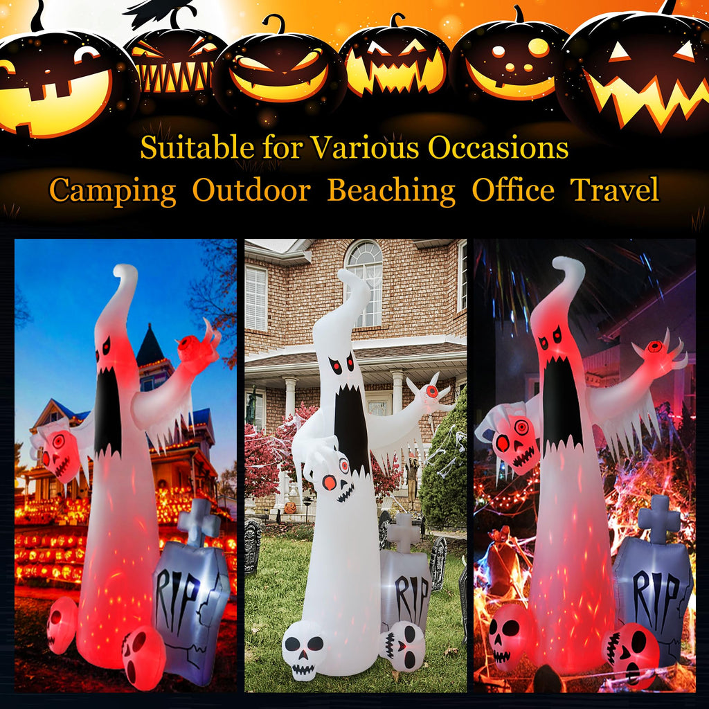 12 FT Halloween Inflatables Ghost with 3 Skulls T126360