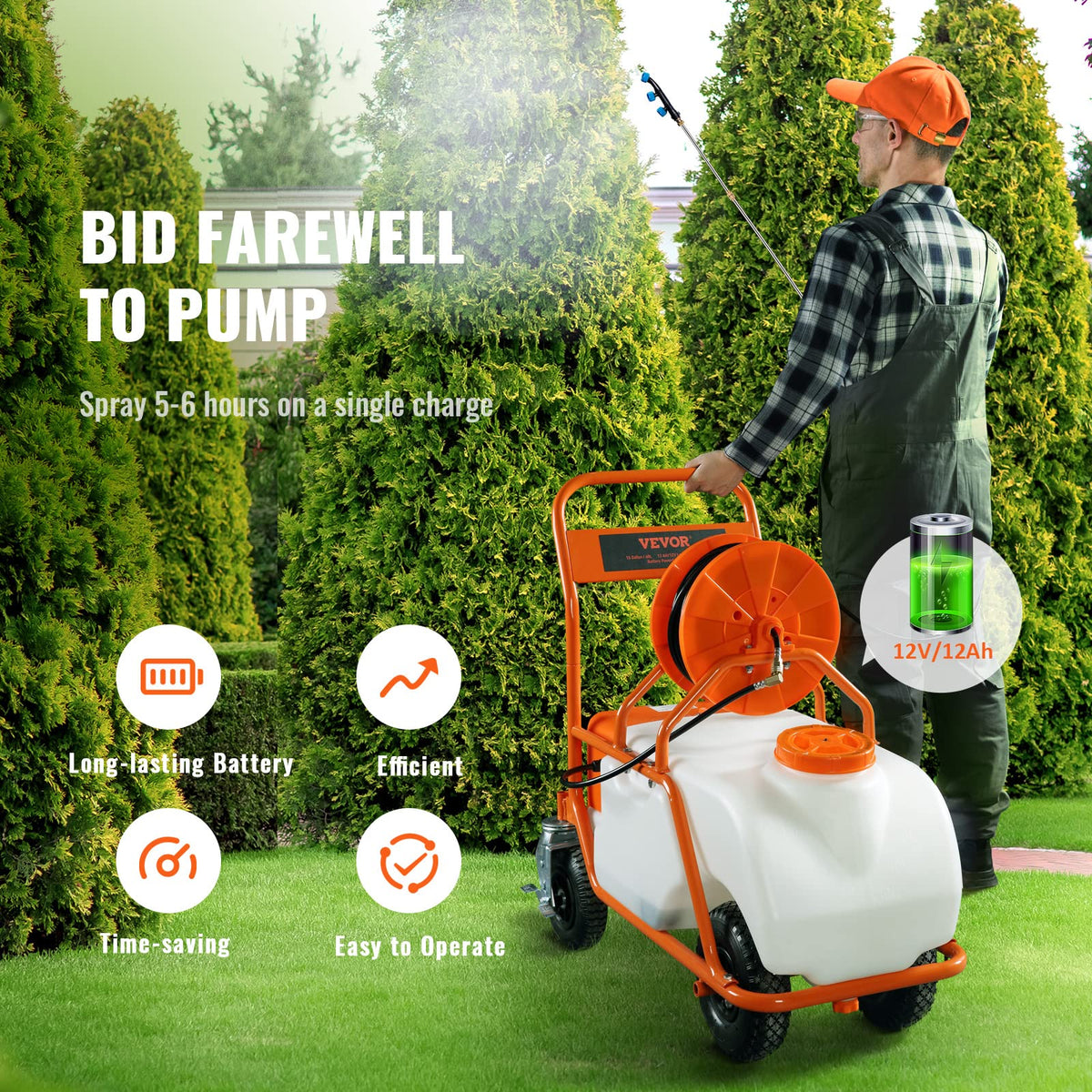 15 Gallon Battery Powered Garden Weed Sprayer with Surfactant K43972