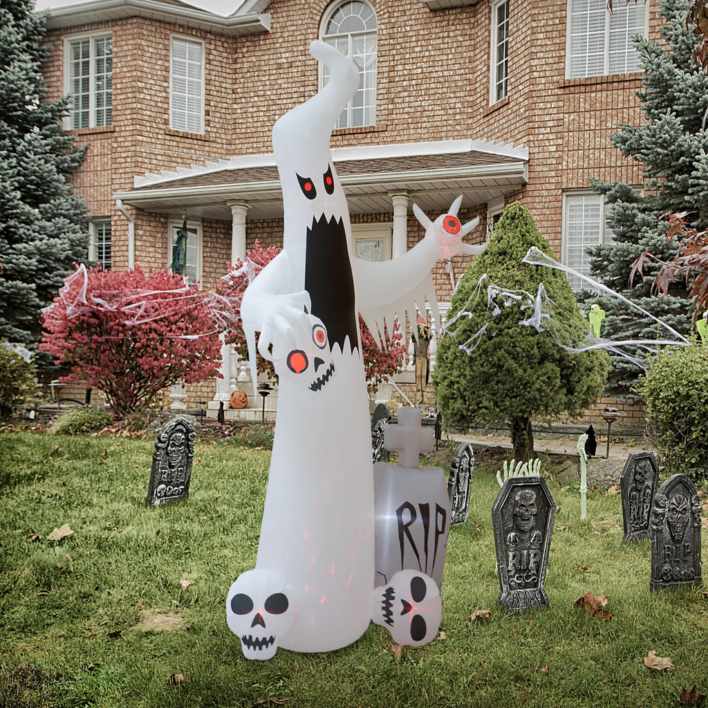 12 FT Halloween Inflatables Ghost with 3 Skulls T126360