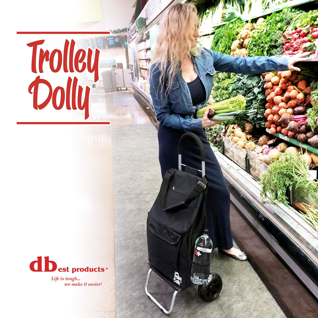 Black Foldable Shopping Cart with Wheels and Removable Bag Z57915